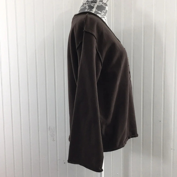 Neon Buddha Brown Knit Knit Top‎ Long Sleeve Womens Small Mixed Button Detail - Picture 2 of 10